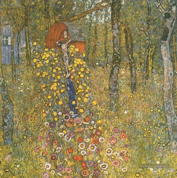 Jardin de ferme avec crucifix Gustav Klimt Forêt Peinture à l'huile